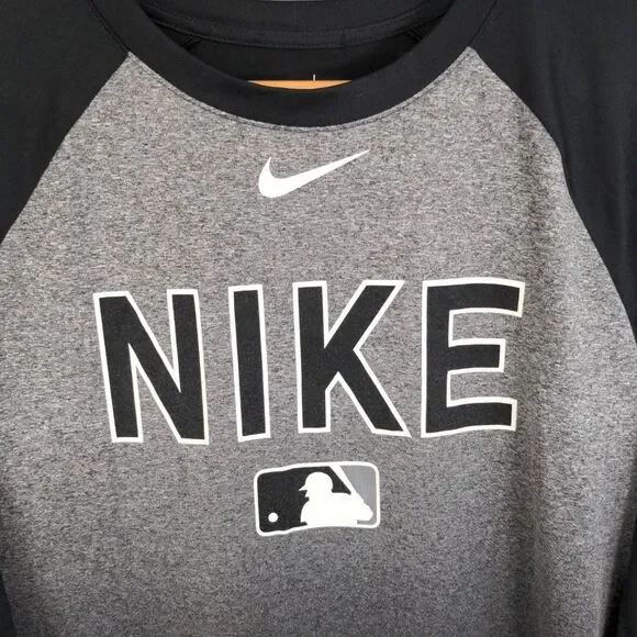 The Nike Tee Men's Black Gray Ombre Baseball MLB T Shirt Dri-Fit Size Large - Picture 2 of 8